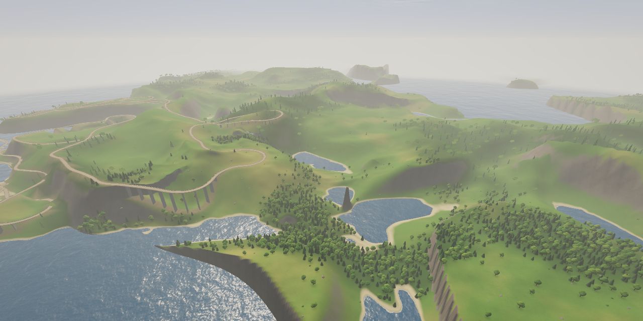 A coastline with a harbour